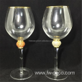 Diamond Gold Rimmed Wine Glasses Set